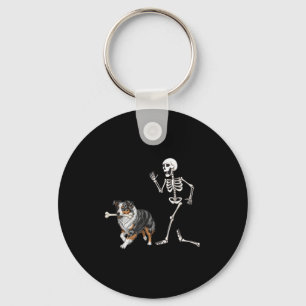Funny Halloween Australian Shepherd and Skeleton Schlüsselanhänger