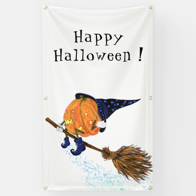 Funny Halloween Banner Hexenkürbis (Vertikal)