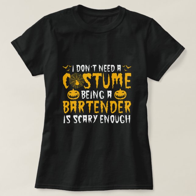 Funny Halloween Barkeeper ist Beängstigend T-Shirt (Design vorne)
