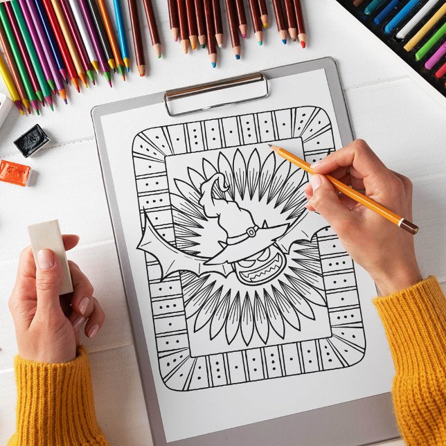 Funny Halloween Bat Coloring Page Poster (Von Creator hochgeladen)