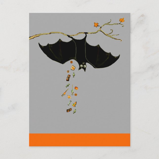 Funny Halloween Bat Postkarte (Vorderseite)