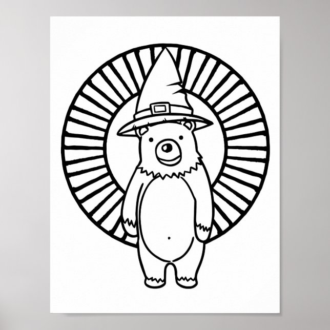 Funny Halloween Bear Coloring Page Poster (Vorne)