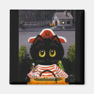 Funny Halloween Black Cat Mouse Creationarts Magnet