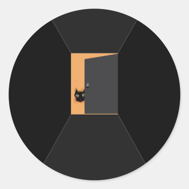 Funny Halloween Black Cat Runder Aufkleber (Vorderseite)