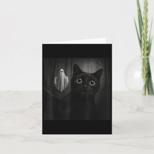Funny Halloween Black Cat Selfie mit Soky Ghost C Karte