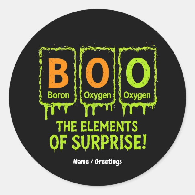 Funny Halloween Books Elements Science Überraschun Runder Aufkleber (Vorderseite)
