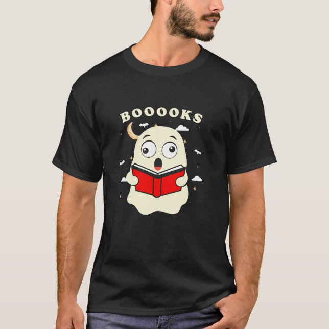 Funny Halloween Booooks Ghost Reading Library Book T-Shirt (Vorderseite)