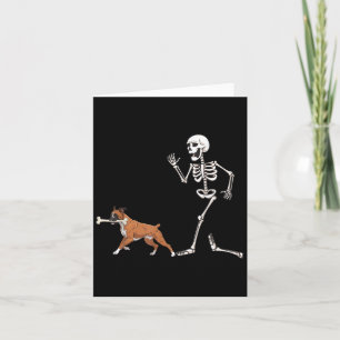 Funny Halloween Boxer and Skeleton Karte