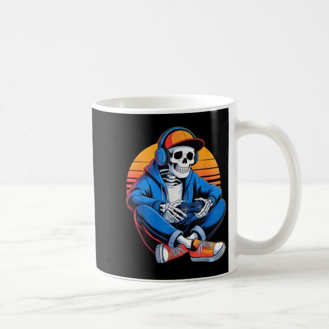 Funny Halloween Boys Men Kids Skelett Video Gamin Kaffeetasse (Rechts)