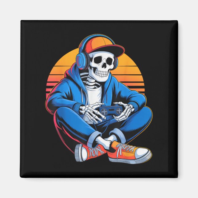 Funny Halloween Boys Men Kids Skelett Video Gamin Magnet (Vorne)