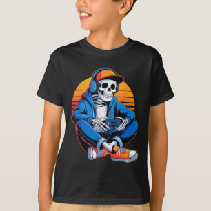 Funny Halloween Boys Men Kids Skelett Video Gamin T-Shirt