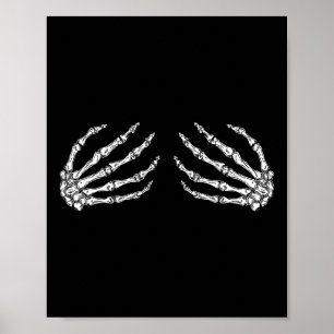 Funny Halloween Breast Kostüm Spaß Skeleton Hände Poster