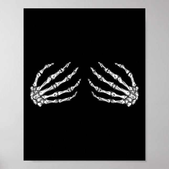 Funny Halloween Breast Kostüm Spaß Skeleton Hände Poster (Vorne)