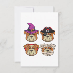 Funny Halloween Bulldog Hund - Hunde Lover Kostüm RSVP Karte
