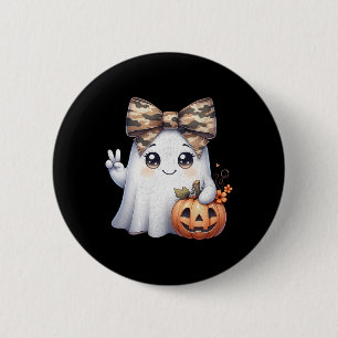 Funny Halloween Camouflage Camouflage Ghost Hello Button