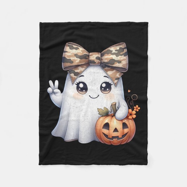 Funny Halloween Camouflage Camouflage Ghost Hello  Fleecedecke (Vorderseite)