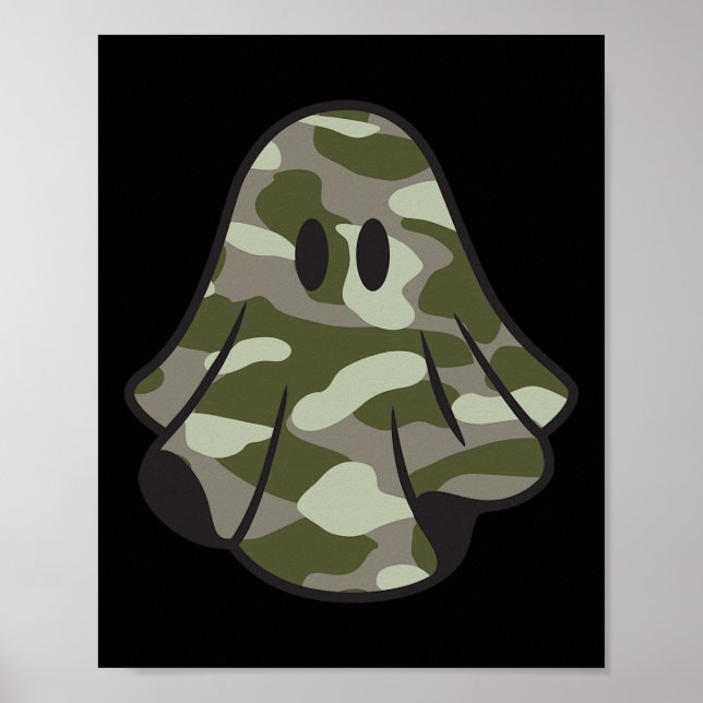 Funny Halloween Camouflage Camouflage Ghost Hello  Poster (Vorne)