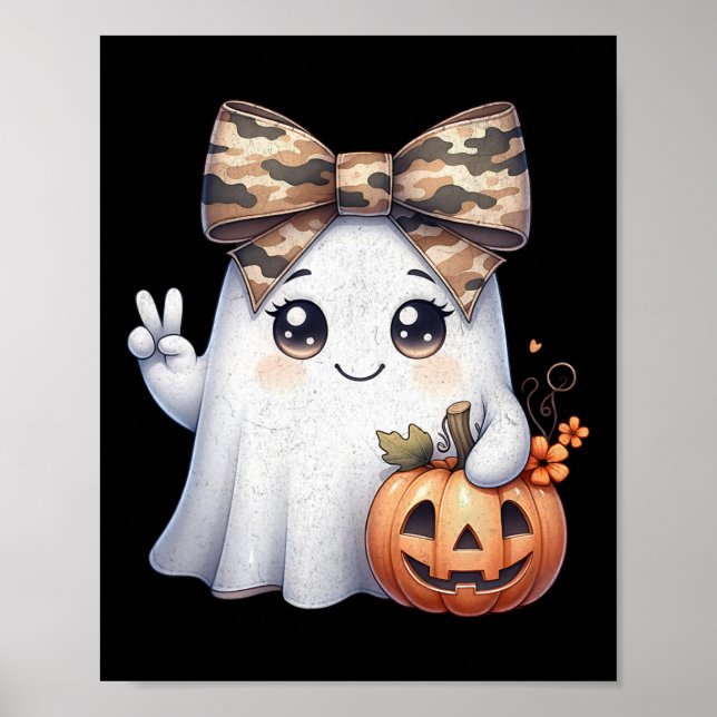 Funny Halloween Camouflage Camouflage Ghost Hello  Poster (Vorne)