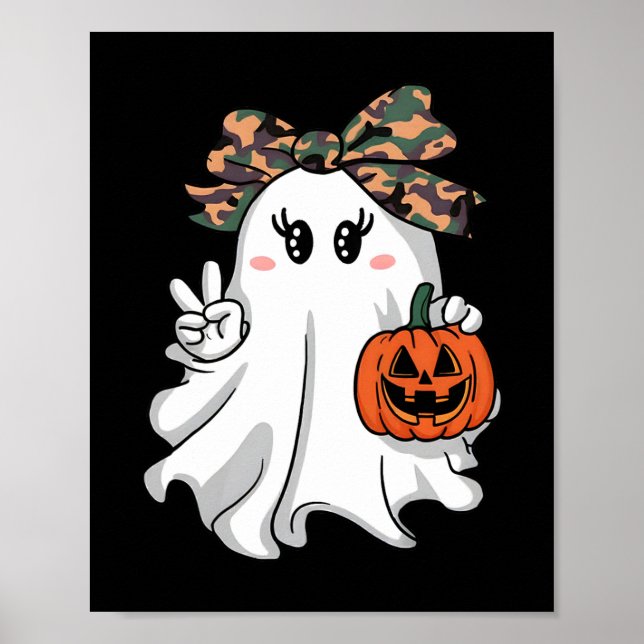 Funny Halloween Camouflage Camouflage Ghost Hello  Poster (Vorne)