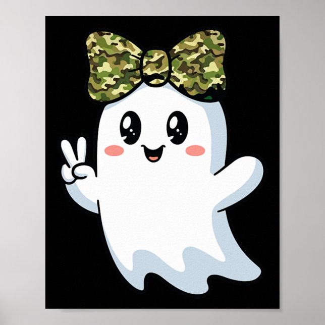 Funny Halloween Camouflage Camouflage Ghost Hello  Poster (Vorne)
