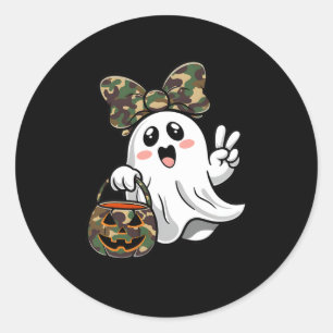 Funny Halloween Camouflage Camouflage Ghost Hello Runder Aufkleber