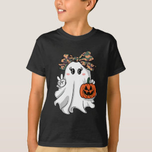 Funny Halloween Camouflage Camouflage Ghost Hello T-Shirt