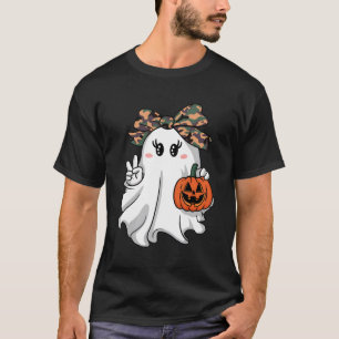 Funny Halloween Camouflage Camouflage Ghost Hello T-Shirt