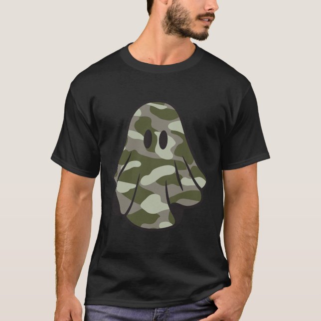Funny Halloween Camouflage Camouflage Ghost Hello  T-Shirt (Vorderseite)