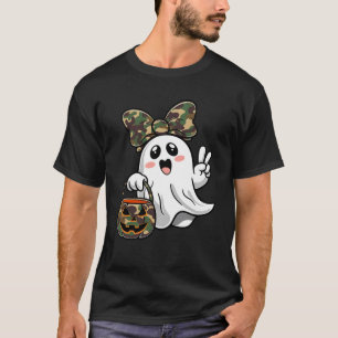 Funny Halloween Camouflage Camouflage Ghost Hello T-Shirt