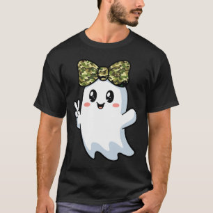Funny Halloween Camouflage Camouflage Ghost Hello T-Shirt
