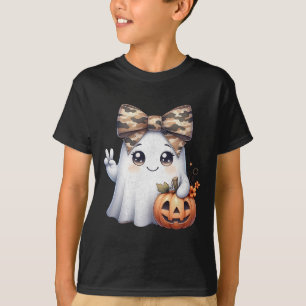 Funny Halloween Camouflage Camouflage Ghost Hello T-Shirt