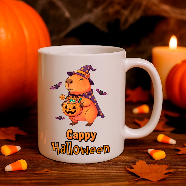 Funny Halloween Capybara "Cappy Halloween" Spooky Kaffeetasse (Von Creator hochgeladen)