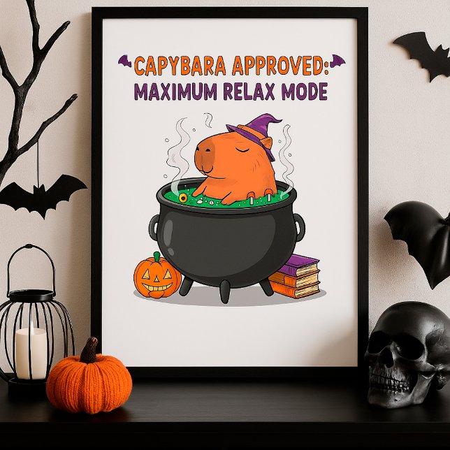Funny Halloween Capybara Zauberer Hexe Cauldron Poster (Von Creator hochgeladen)