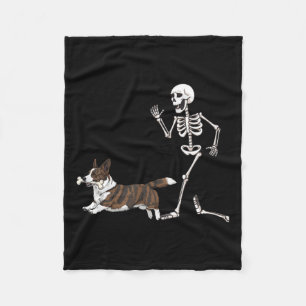 Funny Halloween Cardigan Welsh Corgi and Skeleton Fleecedecke
