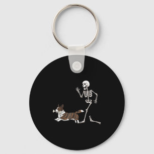 Funny Halloween Cardigan Welsh Corgi and Skeleton Schlüsselanhänger