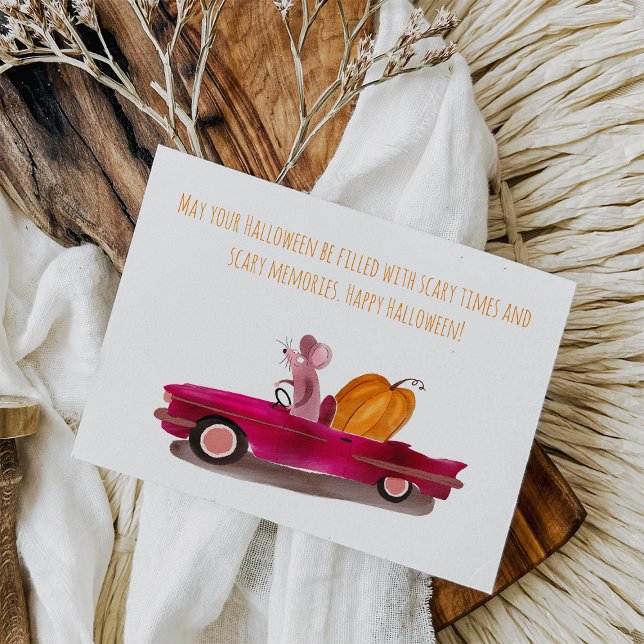 Funny Halloween Cartoon Maus liefern Pumpkin Postkarte (Von Creator hochgeladen)