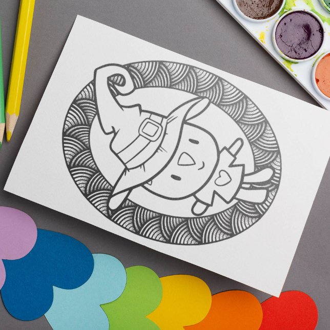 Funny Halloween Cat Doll Coloring Page Poster (Von Creator hochgeladen)