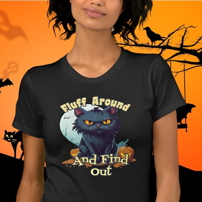 Funny Halloween Cat Fluff rund um und finden herau T-Shirt (Von Creator hochgeladen)