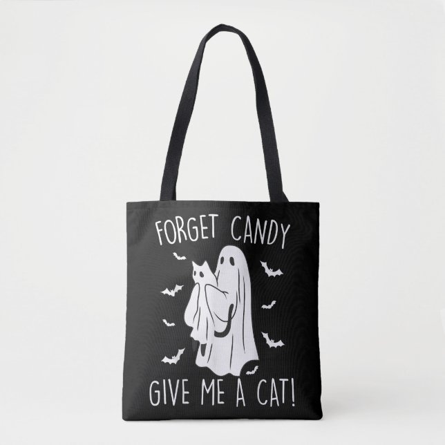 Funny Halloween Cat Ghost vergessen Candy Give me  (Vorderseite)