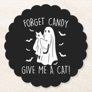 Funny Halloween Cat Ghost vergessen Candy Give me  Untersetzer