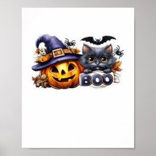 Funny Halloween Cat Sticker - Hexenhut, Pumpkin a Poster