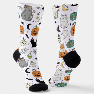 Funny Halloween Cats und Pumpkins Socken