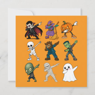 Funny Halloween Characters Dabbing Einladung