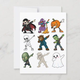 Funny Halloween Characters Dabbing Postkarte