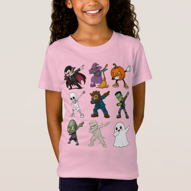 Funny Halloween Characters Dabbing T-Shirt (Vorderseite)