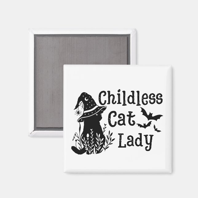 Funny Halloween Childless Cat Lady Magnet (Vorderseite/Rückseite)