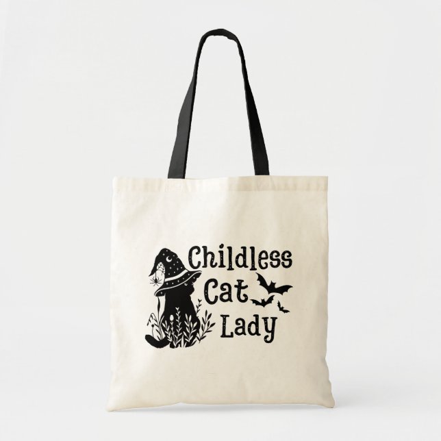 Funny Halloween Childless Cat Lady Tragetasche (Vorne)