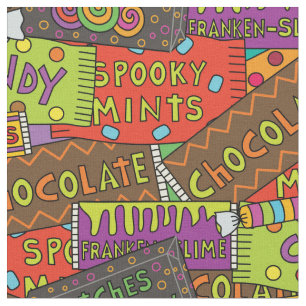 Funny Halloween Chocolate Candy Pattern Stoff