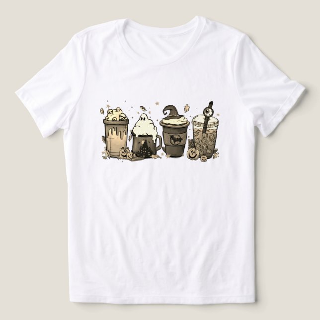 Funny Halloween Coffee Cups Tri-Blend Shirt (Design Vorderseite)