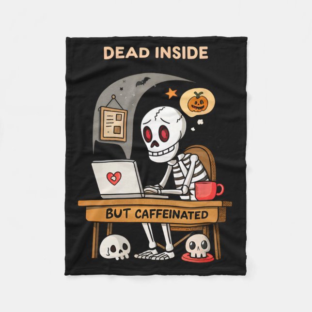 Funny Halloween Coffee Design Dead Inside Aber Caf Fleecedecke (Vorderseite)